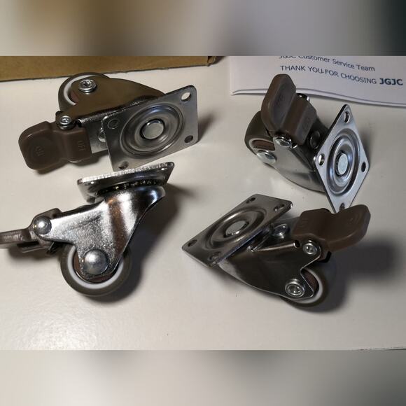 4pc soft rubber small locking caster wheels. 1". JGJC for furniture. Tiny lock - Picture 5 of 13